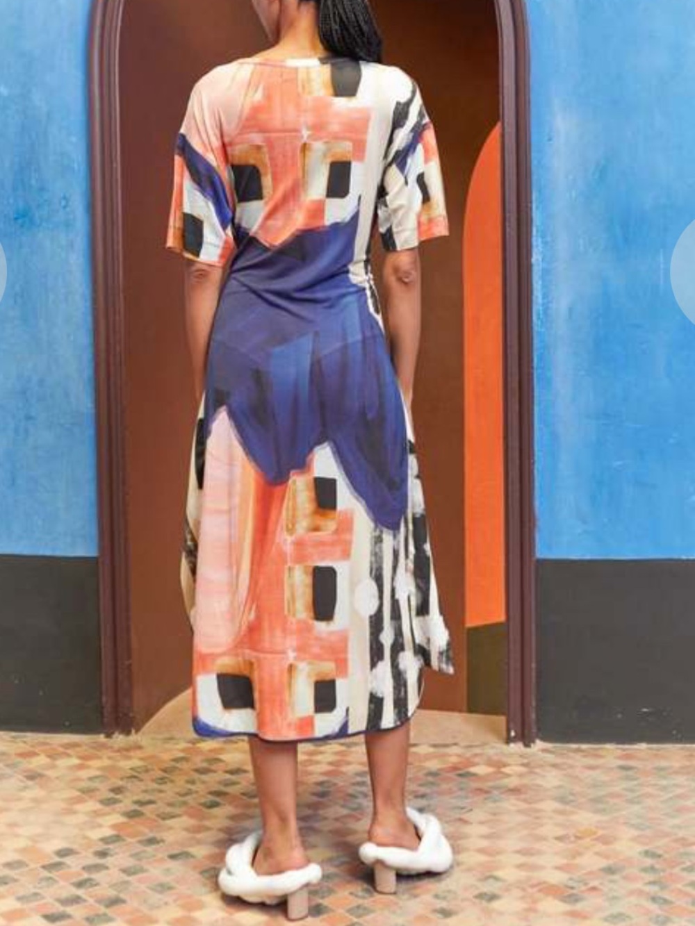 HENRIK VIBSKOV Flute Midi Dress Layered Drapes Lagenlook Geometric Artsy - Picture 2 of 15